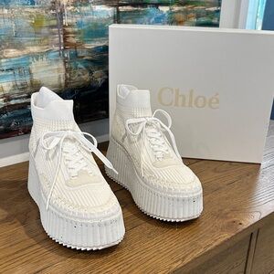 Chloe Cream High-Top Platform Sneakers